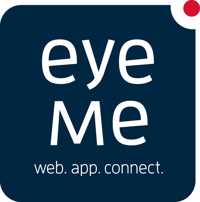 1eyeme Logo eyeMe Text: web. app. connect.